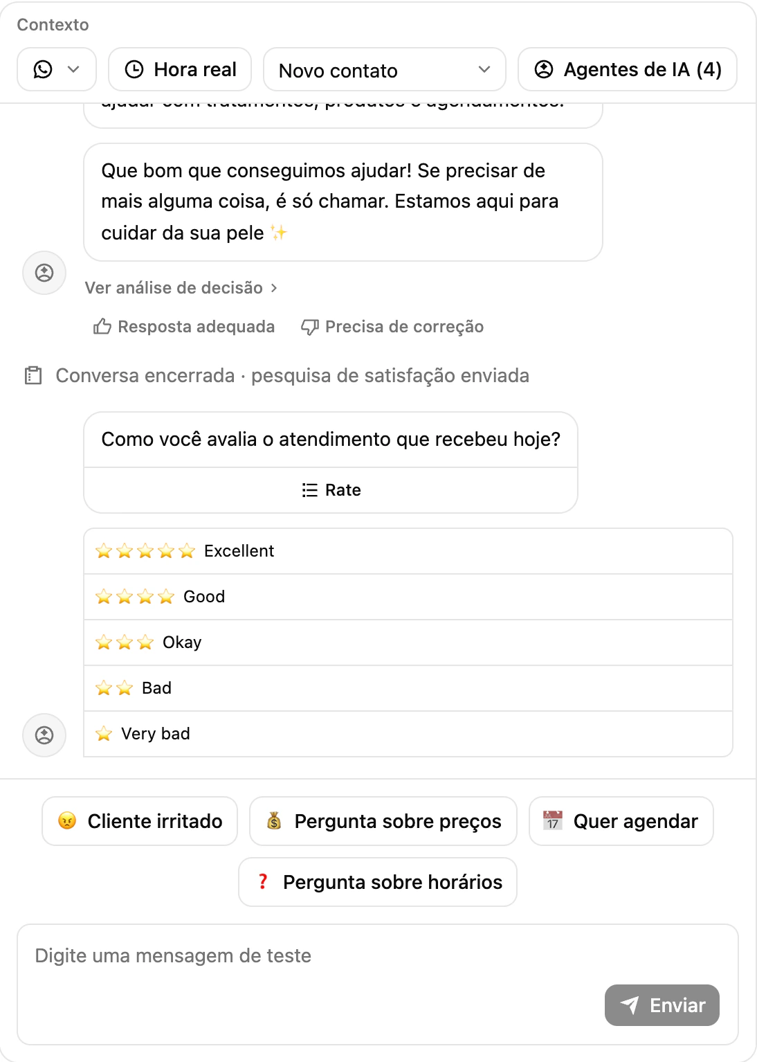 O Playground depois de Encerrar conversa: a lista da pesquisa no WhatsApp, pronta para responder